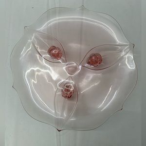 Vintage Pink Depression Glass Footed Platter